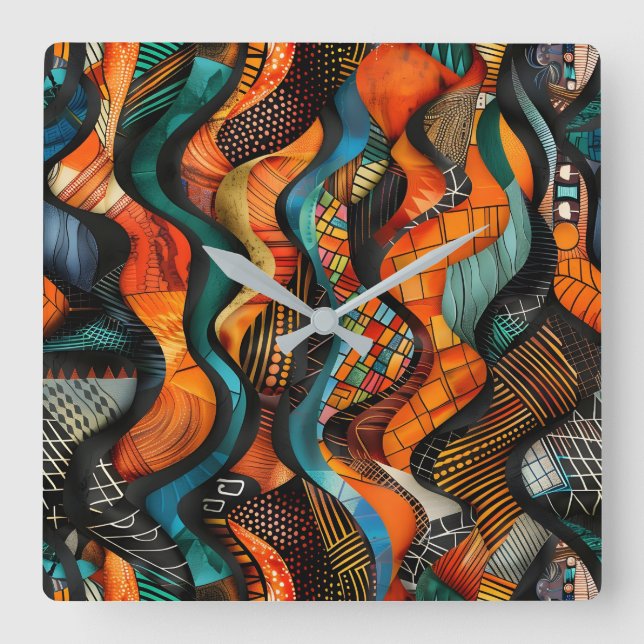 African Tribal Mönster Wall Clock Fyrkantig Klocka (Framsida)