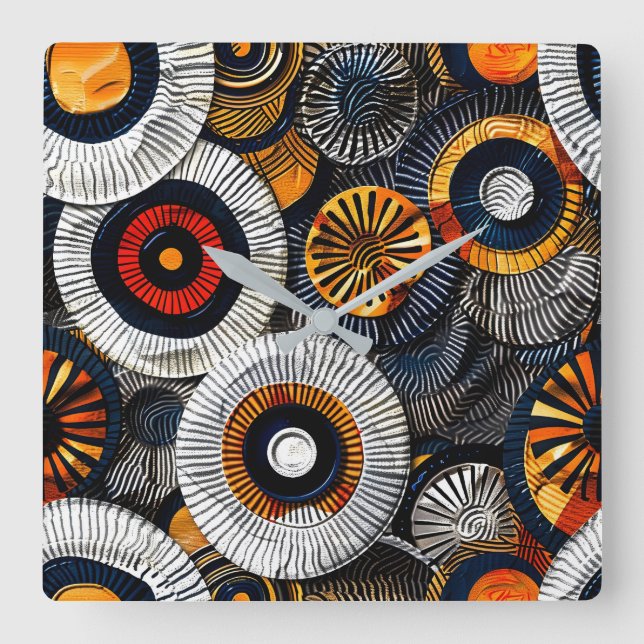 African Tribal Mönster Wall Clock Fyrkantig Klocka (Framsida)