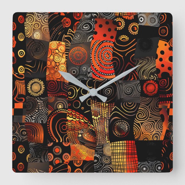 African Tribal Mönster Wall Clock Fyrkantig Klocka (Framsida)
