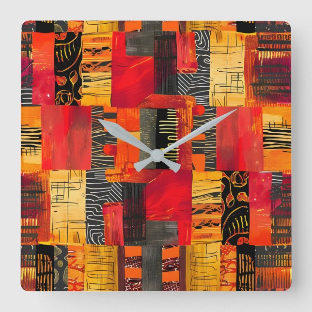 African Tribal Mönster Wall Clock Fyrkantig Klocka (Framsida)
