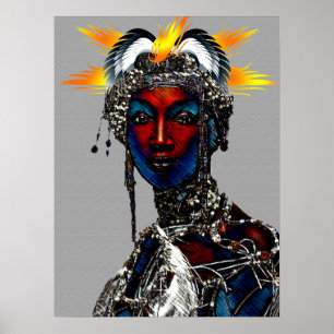 African Tribal Queen Porträtt Poster