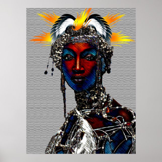 African Tribal Queen Porträtt Poster (Framsidan)