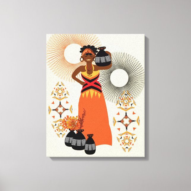 African Tribal Woman Skriv ut en fantastisk illust Canvastryck (Framsida)