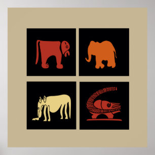 african tribe animals poster