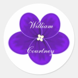 African Violet Round Sticker Runt Klistermärke