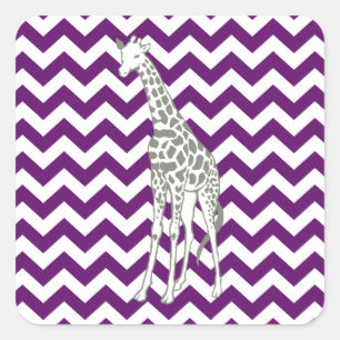 African Violet Safari Chevron med pop Art Giraffe Fyrkantigt Klistermärke