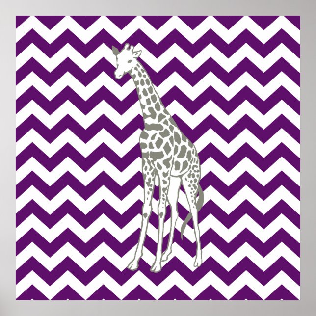African Violet Safari Chevron med pop Art Giraffe Poster (Framsidan)