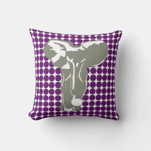 African Violet Safari Dot med Pop Art Elephant Kudde