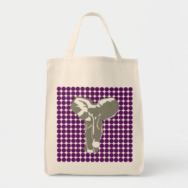 African Violet Safari Dot med Pop Art Elephant Tygkasse (Framsidan)