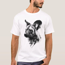 African Wild Dog Fine Art Ink Illustration. T Shirt