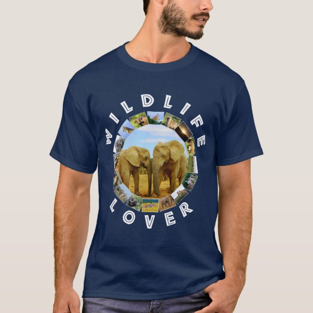 African Wildlife Älskare Blå himmel Elephants T Shirt (Framsida)