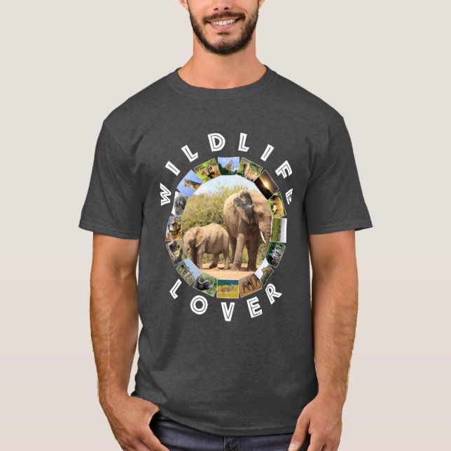 African Wildlife Älskare Elephant Syskon T Shirt (Framsida)
