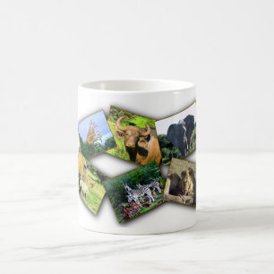 African Wildlife Collage Black Shadow Mugg