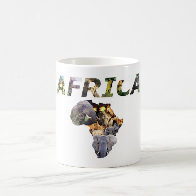 African Wildlife Continent Afrika Collage Kaffemugg (Center)