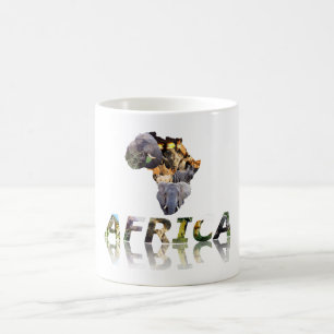 African Wildlife Continent Afrika Collage Spegel Kaffemugg