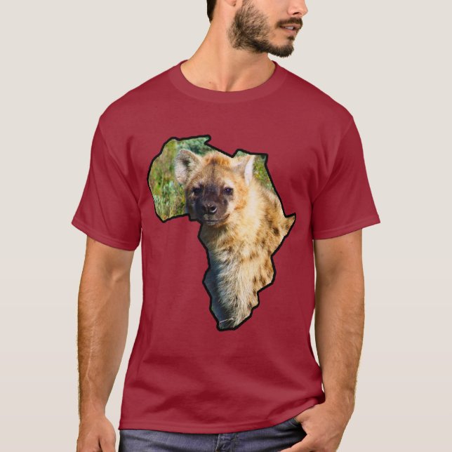 African Wildlife Continent Spoted Hyena T Shirt (Framsida)
