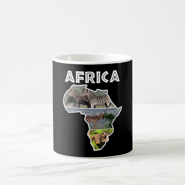 African Wildlife Continent White Collage Kaffemugg (Center)