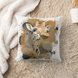 African Wildlife Giraffe Abstrakt Paint Splatter Kudde