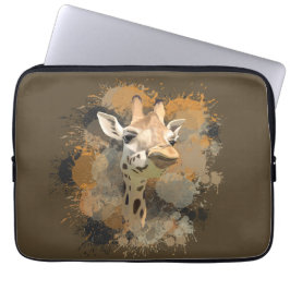African Wildlife Giraffe Abstrakt Paint Splatter Laptop Fodral