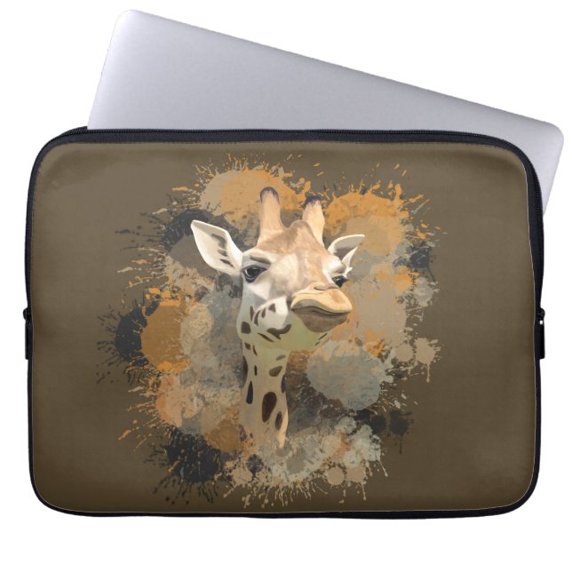African Wildlife Giraffe Abstrakt Paint Splatter Laptop Fodral (Framsidan)