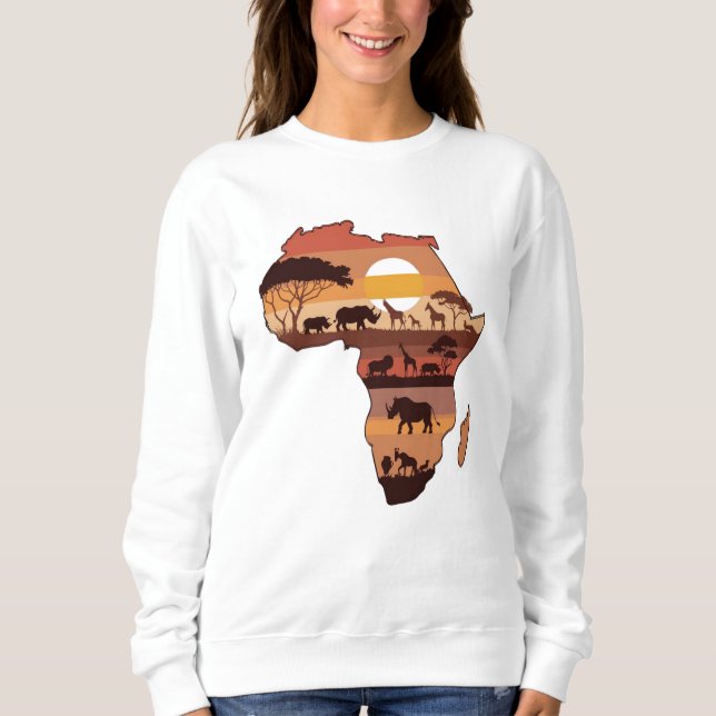 African Wildlife i Sunset T Shirt (Framsida)