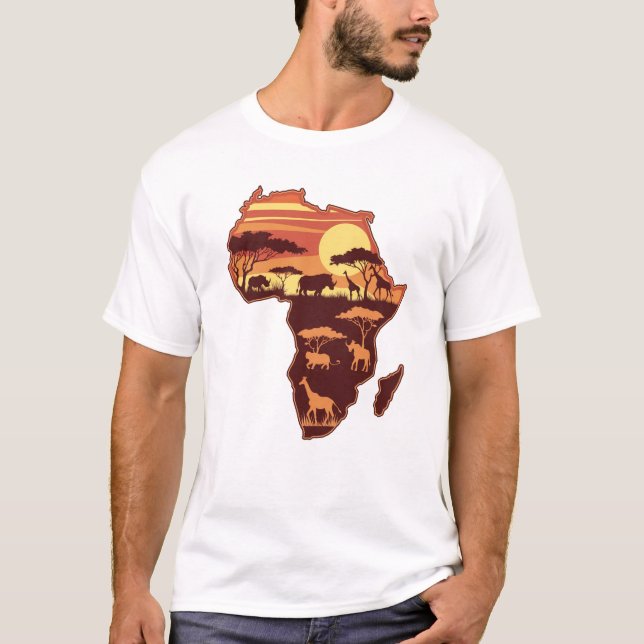 African Wildlife i Sunset T Shirt (Framsida)