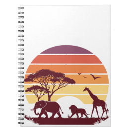 African Wildlife Silhouette Safari Design Anteckningsbok