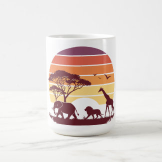 African Wildlife Silhouette Safari Design Kaffemugg