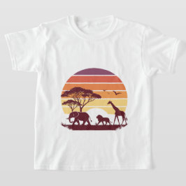 African Wildlife Silhouette Safari Design T Shirt
