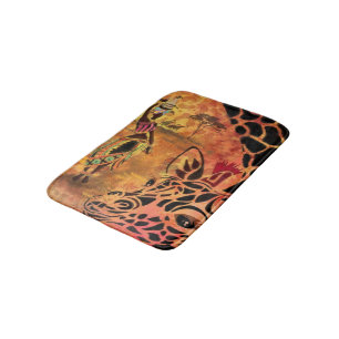 African Woma and Giraffe Bath Mat Badrumsmatta