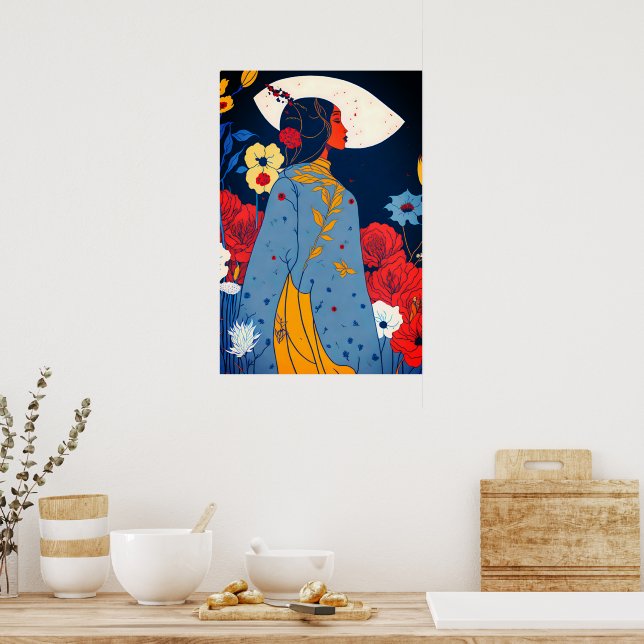African Woman Boho Art Poster (Kök)