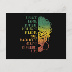 African Woman Girls Gift Melanin Pride Black Histo Inbjudan Vykort