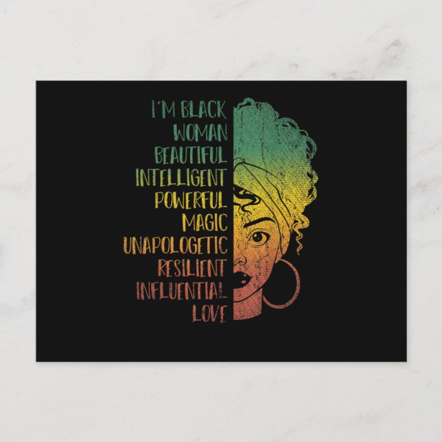African Woman Girls Gift Melanin Pride Black Histo Inbjudan Vykort (Framsida)