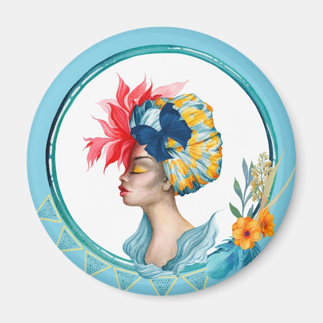 African Woman Magnet Blue (Framsidan)