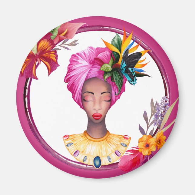 African Woman Magnet Blue (Framsidan)