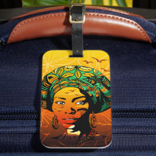 African Woman Porträtt med Sunset Bagagebricka