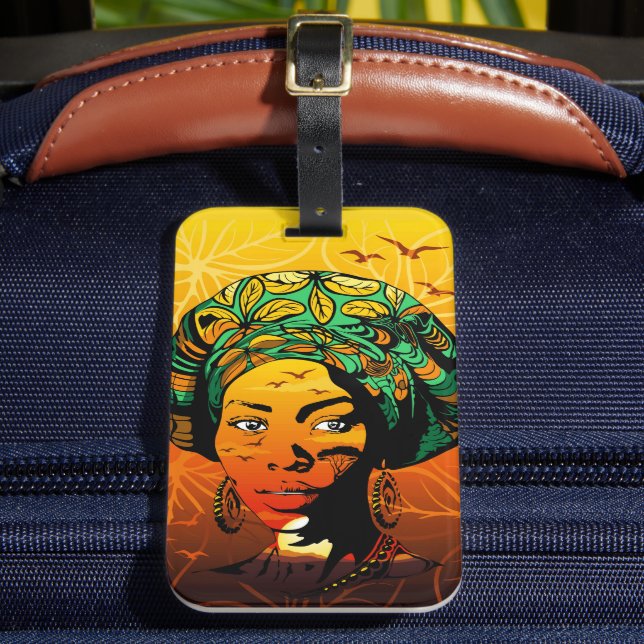 African Woman Porträtt med Sunset Bagagebricka (Framsida Insitu 2)