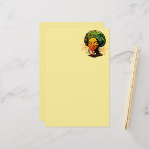 African Woman Porträtt med Sunset Brevpapper