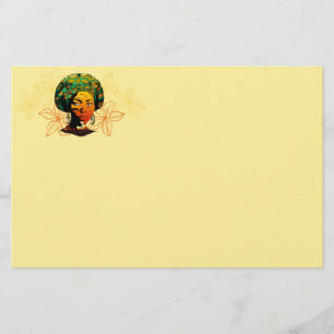 African Woman Porträtt med Sunset Brevpapper