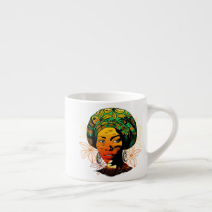 African Woman Porträtt med Sunset Espressomugg