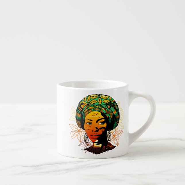 African Woman Porträtt med Sunset Espressomugg (Höger)