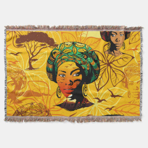 African Woman Porträtt med Sunset Filt