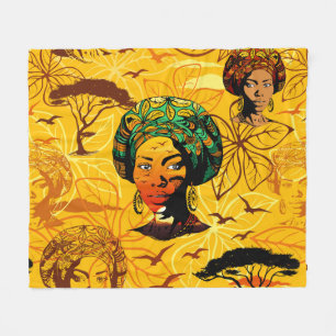 African Woman Porträtt med Sunset Fleecefilt