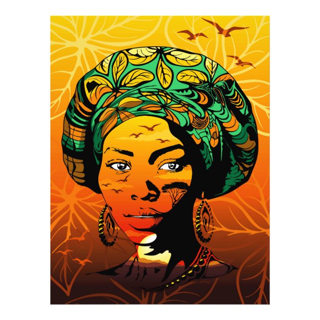 African Woman Porträtt med Sunset Fototryck (Framsidan)