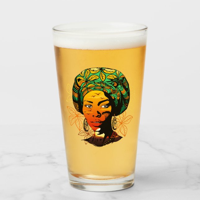 African Woman Porträtt med Sunset Glaskopp (Framsida fylld)