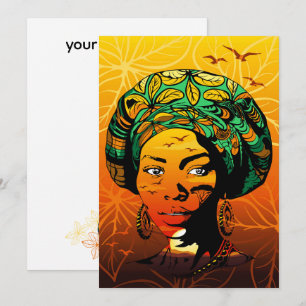 African Woman Porträtt med Sunset Inbjudningar
