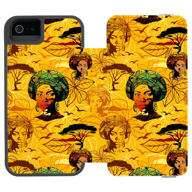 African Woman Porträtt med Sunset Incipio iPhone Wallet Skal (Folio Öppen)