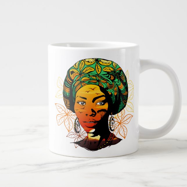African Woman Porträtt med Sunset Jumbo Mugg (Höger)