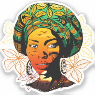 African Woman Porträtt med Sunset Klistermärken