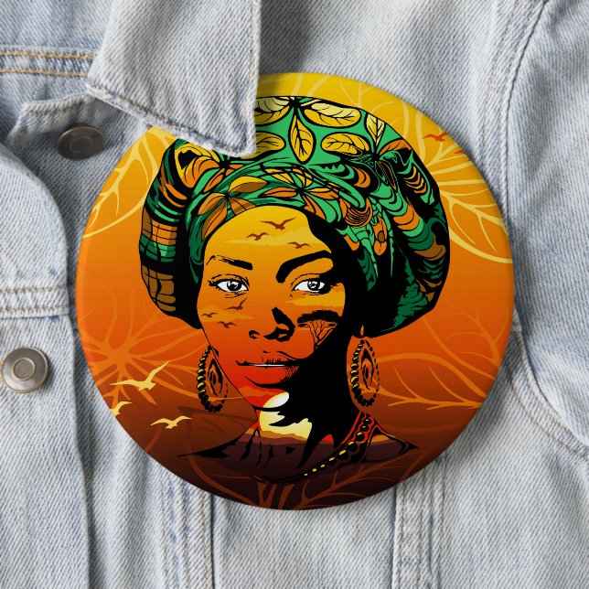 African Woman Porträtt med Sunset Knapp (In Situ)